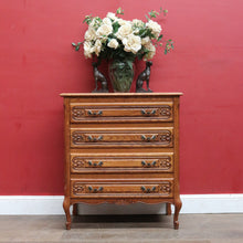 Load image into Gallery viewer, Vintage French lingerie chest with four drawers and cast handles. B12785
