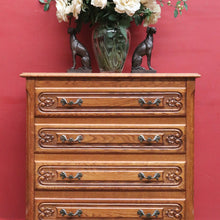 Load image into Gallery viewer, Vintage French lingerie chest with four drawers and cast handles. B12785
