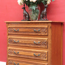 Load image into Gallery viewer, Vintage French lingerie chest with four drawers and cast handles. B12785
