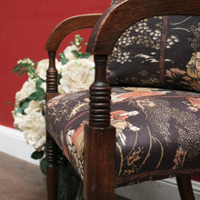 Load image into Gallery viewer, Antique English Mahogany Armchair with Japanese-Themed Upholstery. B12628
