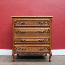Load image into Gallery viewer, Vintage French lingerie chest with four drawers and cast handles. B12785

