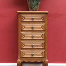 Load image into Gallery viewer, Vintage French tall five drawer chest with elegant proportions, or Lamp Table. B12786
