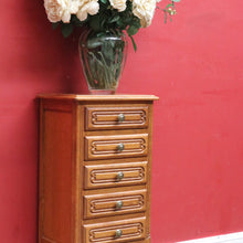 Load image into Gallery viewer, Vintage French tall five drawer chest with elegant proportions, or Lamp Table. B12786
