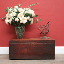 Load image into Gallery viewer, Antique Australian Cedar Trunk for Toys, Blankets, Shoes with Brass Cartouche. B12627
