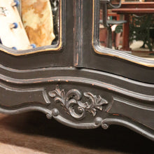 Load image into Gallery viewer, X SOLD Vintage Black and White Hand-painted French Two Door Linen Press or Armoire or Wardrobe. B12215
