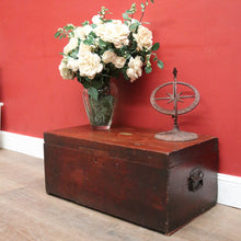 Load image into Gallery viewer, Antique Australian Cedar Trunk for Toys, Blankets, Shoes with Brass Cartouche. B12627
