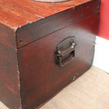 Load image into Gallery viewer, Antique Australian Cedar Trunk for Toys, Blankets, Shoes with Brass Cartouche. B12627
