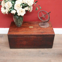Load image into Gallery viewer, Antique Australian Cedar Trunk for Toys, Blankets, Shoes with Brass Cartouche. B12627
