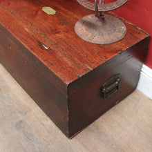 Load image into Gallery viewer, Antique Australian Cedar Trunk for Toys, Blankets, Shoes with Brass Cartouche. B12627
