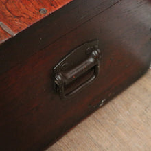 Load image into Gallery viewer, Antique Australian Cedar Trunk for Toys, Blankets, Shoes with Brass Cartouche. B12627
