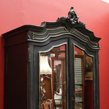 Load image into Gallery viewer, X SOLD Vintage Black and White Hand-painted French Two Door Linen Press or Armoire or Wardrobe. B12215
