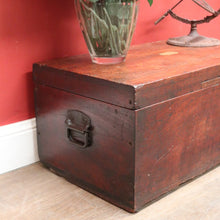 Load image into Gallery viewer, Antique Australian Cedar Trunk for Toys, Blankets, Shoes with Brass Cartouche. B12627
