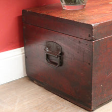 Load image into Gallery viewer, Antique Australian Cedar Trunk for Toys, Blankets, Shoes with Brass Cartouche. B12627

