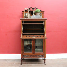 Load image into Gallery viewer, Antique English mahogany Canterbury music cabinet with pull out drawers. B13028

