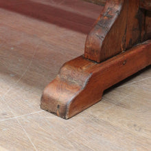 Load image into Gallery viewer, Antique French oak refectory table with slab top and stretcher base. B13029
