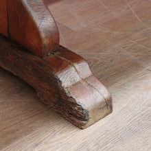 Load image into Gallery viewer, Antique French oak refectory table with slab top and stretcher base. B13029
