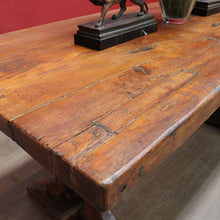 Load image into Gallery viewer, Antique French oak refectory table with slab top and stretcher base. B13029
