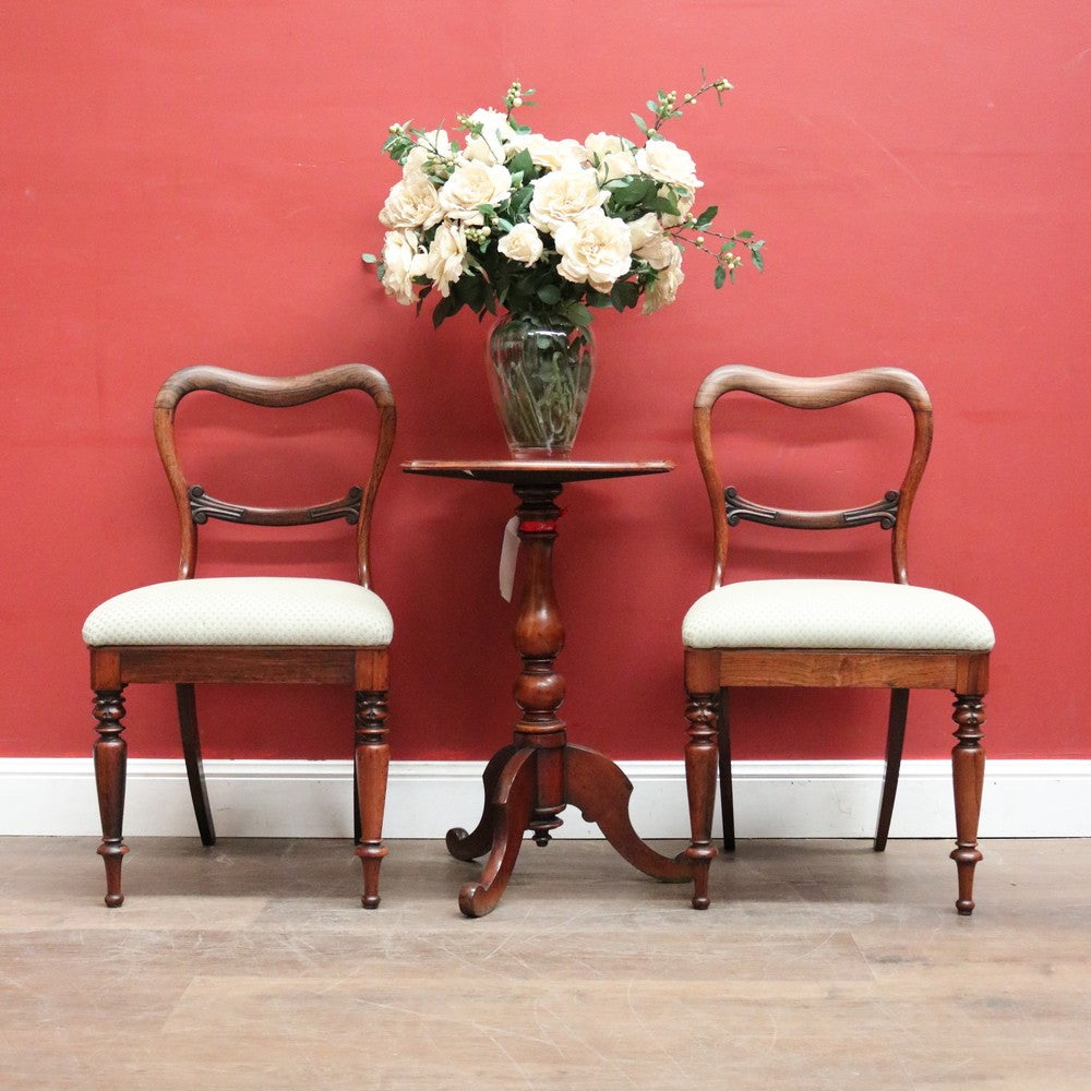 x SOLD Pair of Antique English Rosewood Chairs with Mint Green Upholstery. B12630