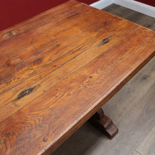 Load image into Gallery viewer, Antique French oak refectory table with slab top and stretcher base. B13029
