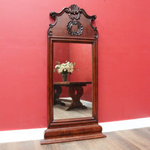 Load image into Gallery viewer, Antique French mahogany dressing or hallway mirror with carved frame. B12924
