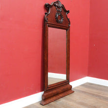Load image into Gallery viewer, Antique French mahogany dressing or hallway mirror with carved frame. B12924
