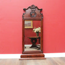 Load image into Gallery viewer, Antique French mahogany dressing or hallway mirror with carved frame. B12924
