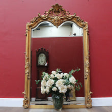 Load image into Gallery viewer, French Napoleon III Style Giltwood Mirror with Rococo Crest and Floral Carving. B13039
