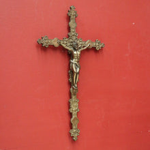 Load image into Gallery viewer, Antique French Solid Brass Wall Crucifix – Devotional Home or Gift Piece. B12399
