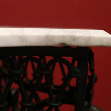 Load image into Gallery viewer, French wrought iron and marble top hall console table with scrollwork base. B12636
