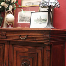 Load image into Gallery viewer, Antique French walnut hall cabinet or sideboard with drawers and cupboards. B12618
