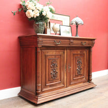 Load image into Gallery viewer, Antique French walnut hall cabinet or sideboard with drawers and cupboards. B12618
