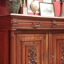 Load image into Gallery viewer, Antique French walnut hall cabinet or sideboard with drawers and cupboards. B12618

