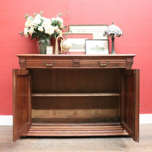 Load image into Gallery viewer, Antique French walnut hall cabinet or sideboard with drawers and cupboards. B12618
