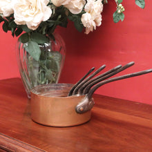 Load image into Gallery viewer, Set of Five Antique French Copper Saucepans with Cast Iron Handles. B12412
