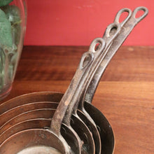 Load image into Gallery viewer, Set of Five Antique French Copper Saucepans with Cast Iron Handles. B12412
