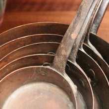 Load image into Gallery viewer, Set of Five Antique French Copper Saucepans with Cast Iron Handles. B12412
