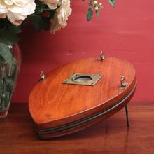 Load image into Gallery viewer, Antique English mahogany tennis racquet/racket cover with brass campaign fittings. B12600
