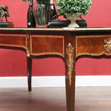 Load image into Gallery viewer, Louis XV Style French Bureau Plat Writing Desk with Ormolu Mounts and Glass Top. B13038
