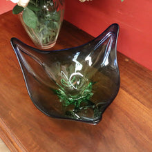 Load image into Gallery viewer, Mid-Century Val St Lambert Blue Green Triangular Art Glass Vase. B12633
