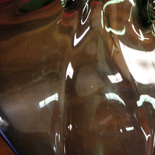 Load image into Gallery viewer, Mid-Century Val St Lambert Blue Green Triangular Art Glass Vase. B12633
