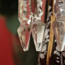 Load image into Gallery viewer, x SOLD Striking Pair of Antique Ruby Glass Hurricane Lamps with Prisms and Gilding. B12634
