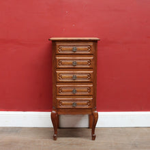 Load image into Gallery viewer, Vintage French Oak Lingerie Chest with Five Drawers and French Scroll Feet. B12794
