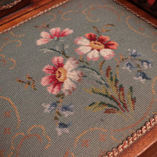 Load image into Gallery viewer, Antique Australian maple high-back Piano Stool music seat with tapestry upholstery. B12637
