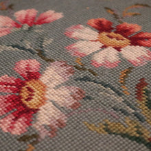 Load image into Gallery viewer, Antique Australian maple high-back Piano Stool music seat with tapestry upholstery. B12637
