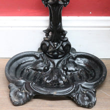 Load image into Gallery viewer, Antique French Cast Iron Umbrella Stand with Drip Tray and Decorative Black Enamel Finish. B12500
