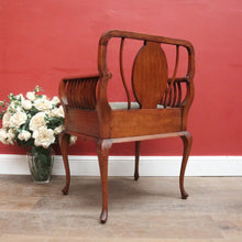 Load image into Gallery viewer, Antique Australian maple high-back Piano Stool music seat with tapestry upholstery. B12637
