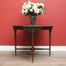 Load image into Gallery viewer, Antique English rosewood hexagonal table with string inlay and X-stretcher. B12233
