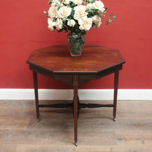 Load image into Gallery viewer, Antique English rosewood hexagonal table with string inlay and X-stretcher. B12233
