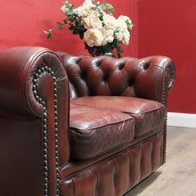 Load image into Gallery viewer, Vintage Moran Two Seater Chesterfield Lounge in Burgundy Leather. B13042
