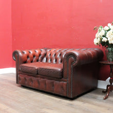 Load image into Gallery viewer, Vintage Moran Two Seater Chesterfield Lounge in Burgundy Leather. B13042

